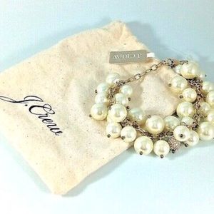 J.Crew Faux Pearl and Rhinestone Cluster Bracelet